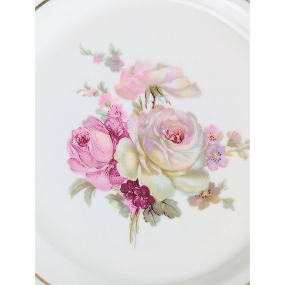 Vtg 1950s Porcelain Vanity Dish Octagon Gold Trim Lattice Reticulated Border - Picture 4 of 9